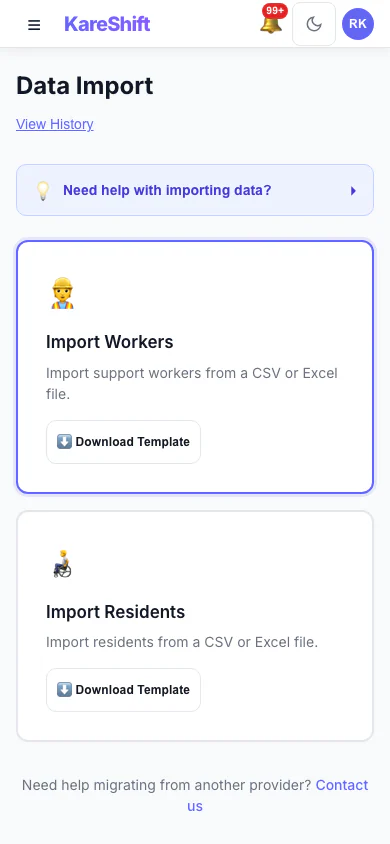 Import — Mobile View
