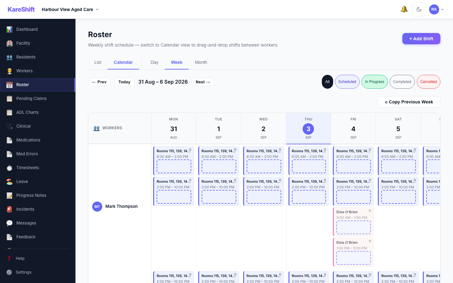 Roster Calendar