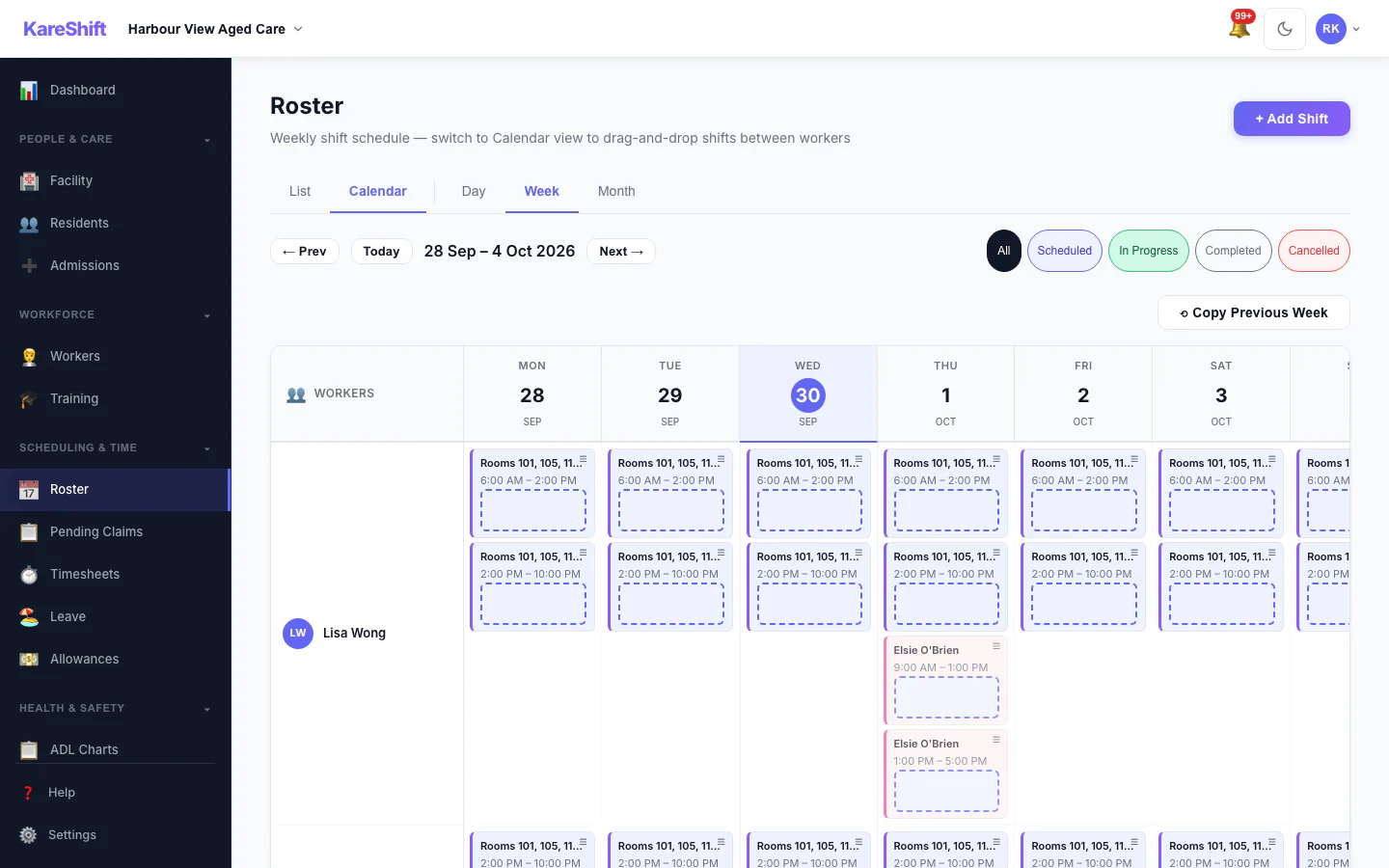 Roster Calendar
