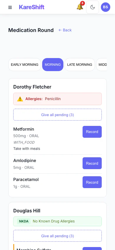 Medication Rounds — Mobile