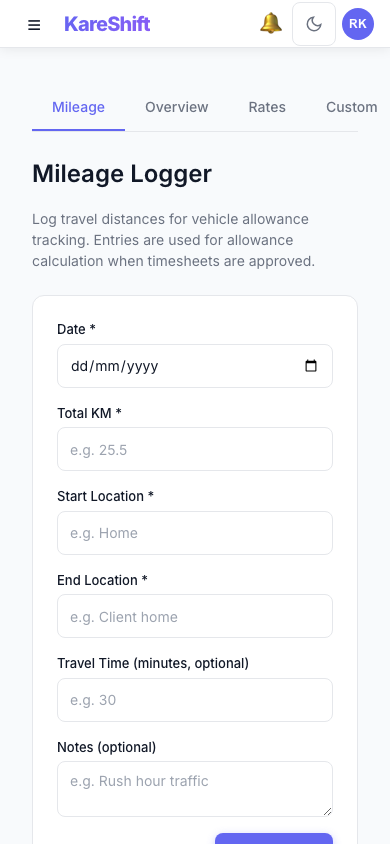 Allowances — Mobile View