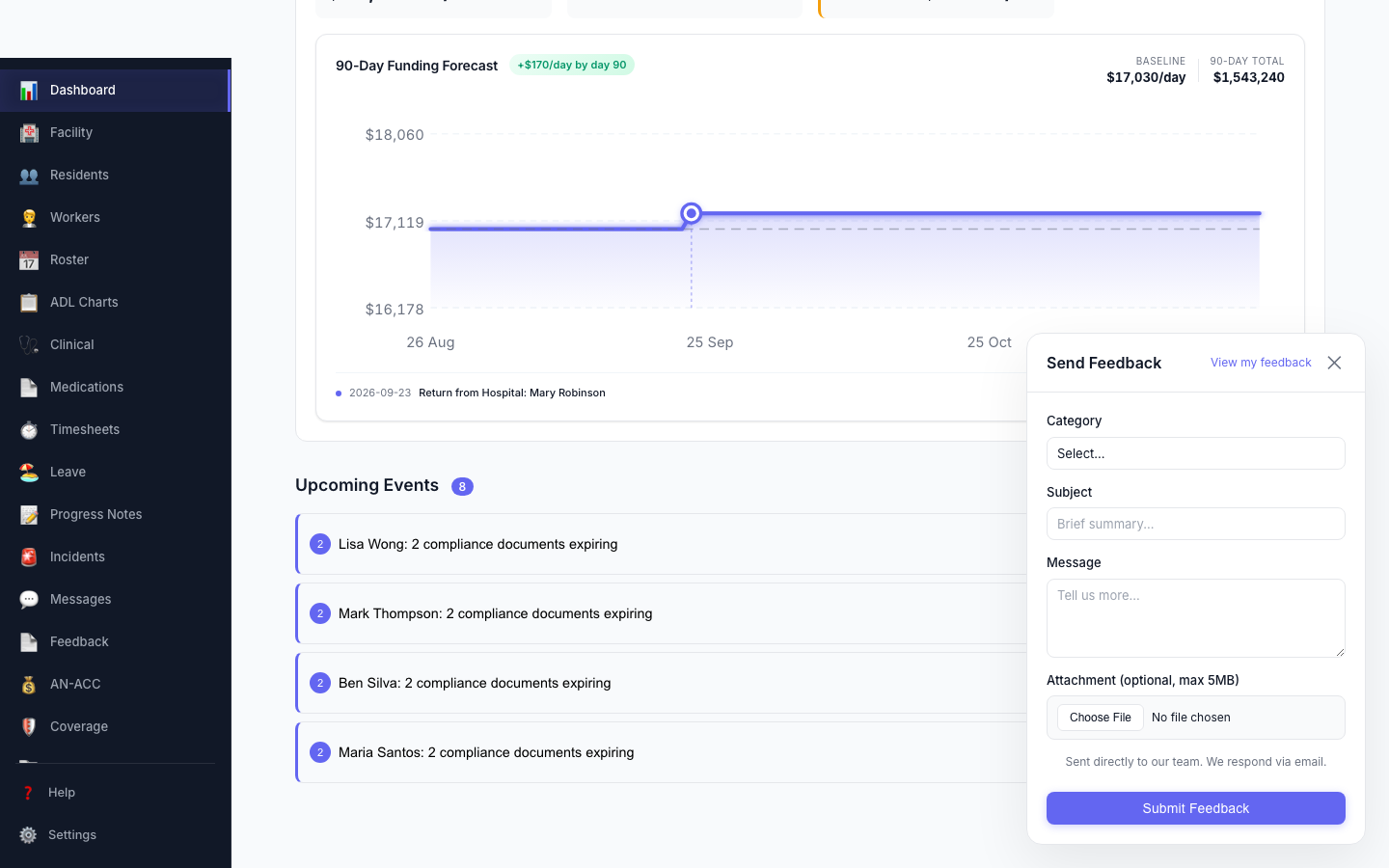 KareShift in-app feedback widget — submit feature requests directly
