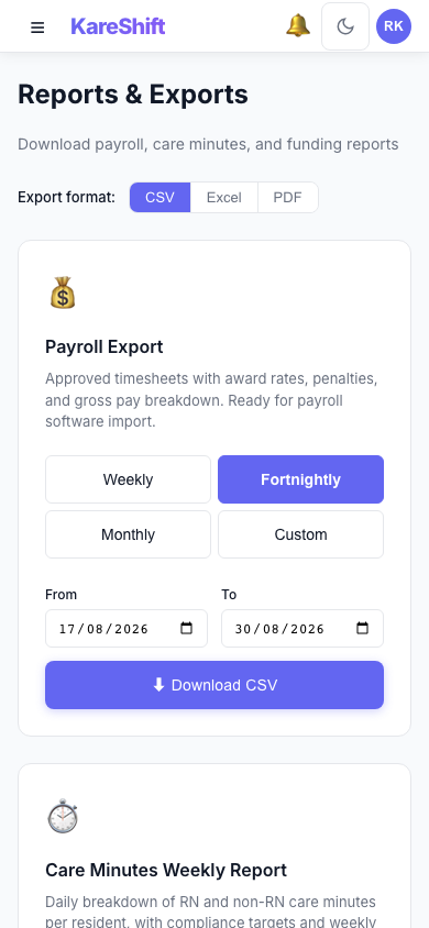 Reports — Mobile View