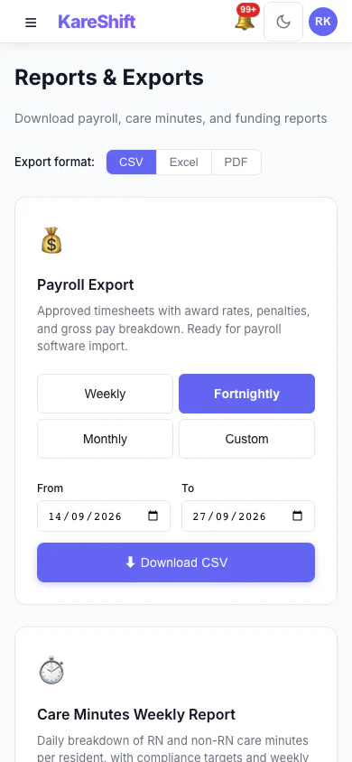 Reports — Mobile View