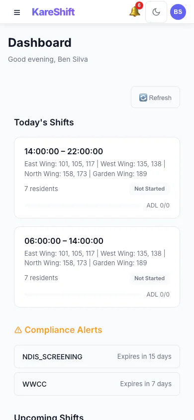 Worker Dashboard — Mobile View