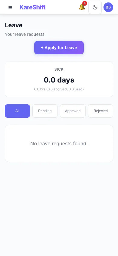 Worker Leave — Mobile View