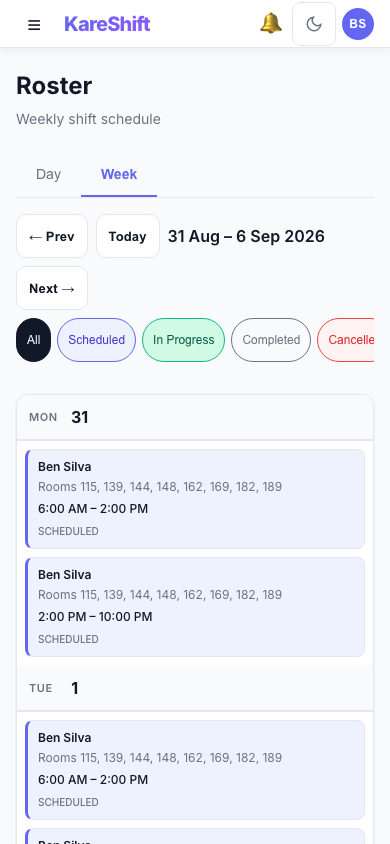 Worker Roster — Mobile View