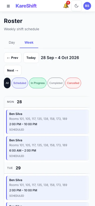 Worker Roster — Mobile View