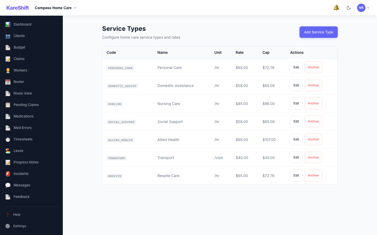 Service Type Configuration