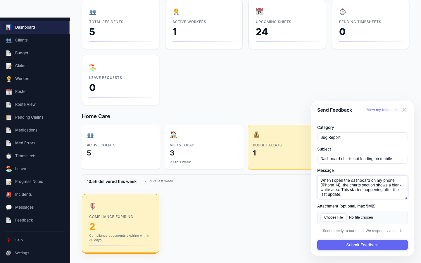 Feedback Widget Filled