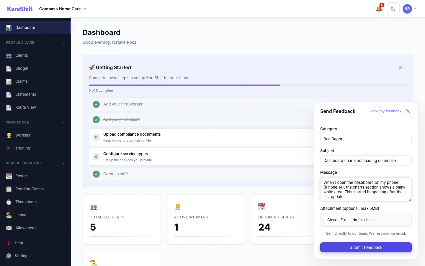 Feedback Widget Filled