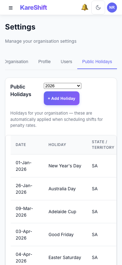 Holiday Exclusion — Mobile