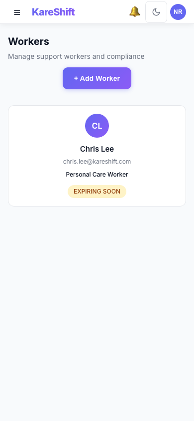 Workers — Mobile View