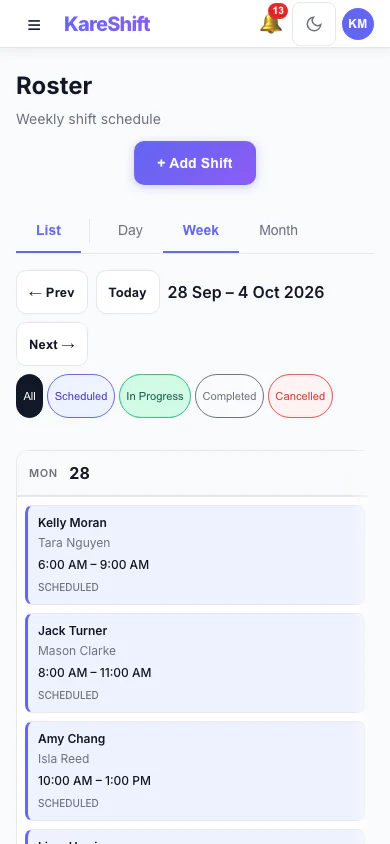 Calendar — Mobile