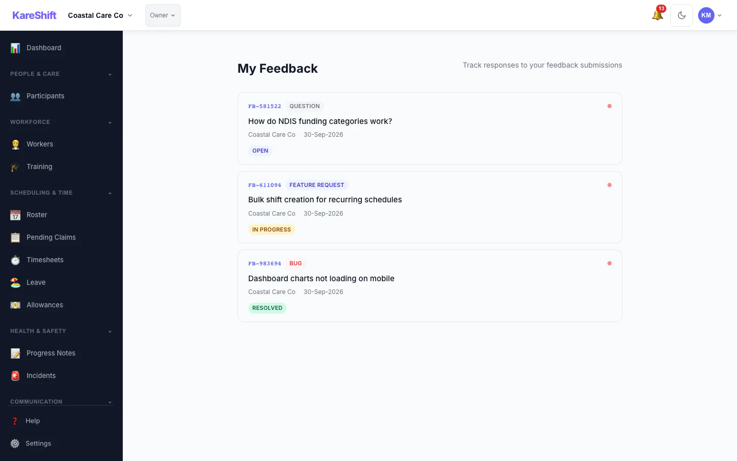 Feedback List
