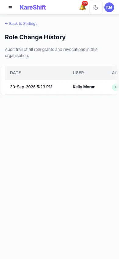 Role History — Mobile
