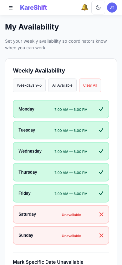 Availability — Mobile