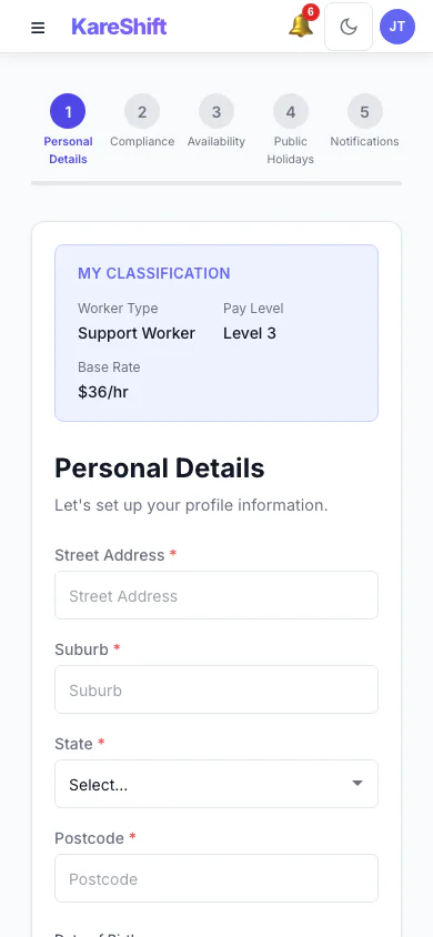 Onboarding — Mobile