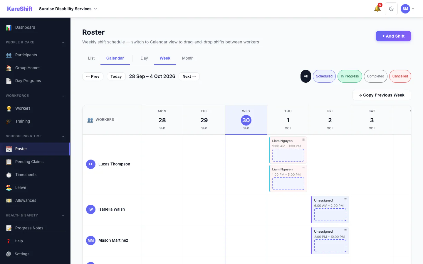 Roster Calendar View