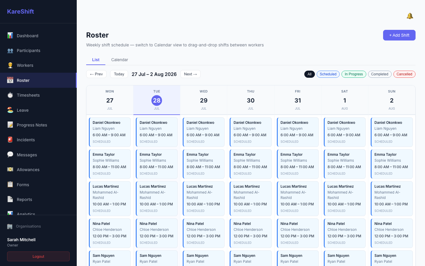 Roster List View