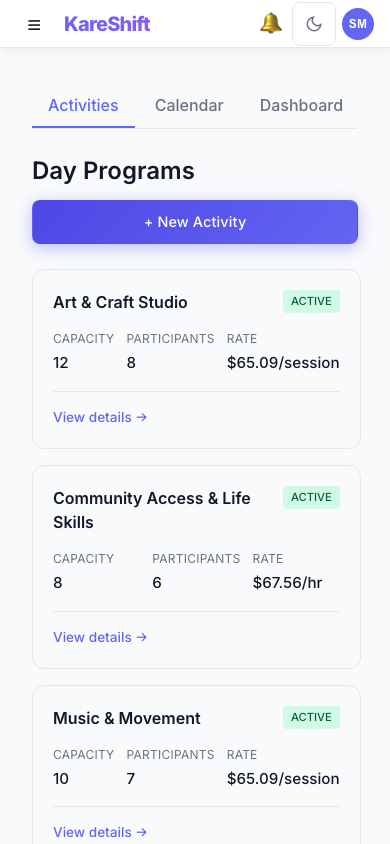 Day Programs — Mobile View