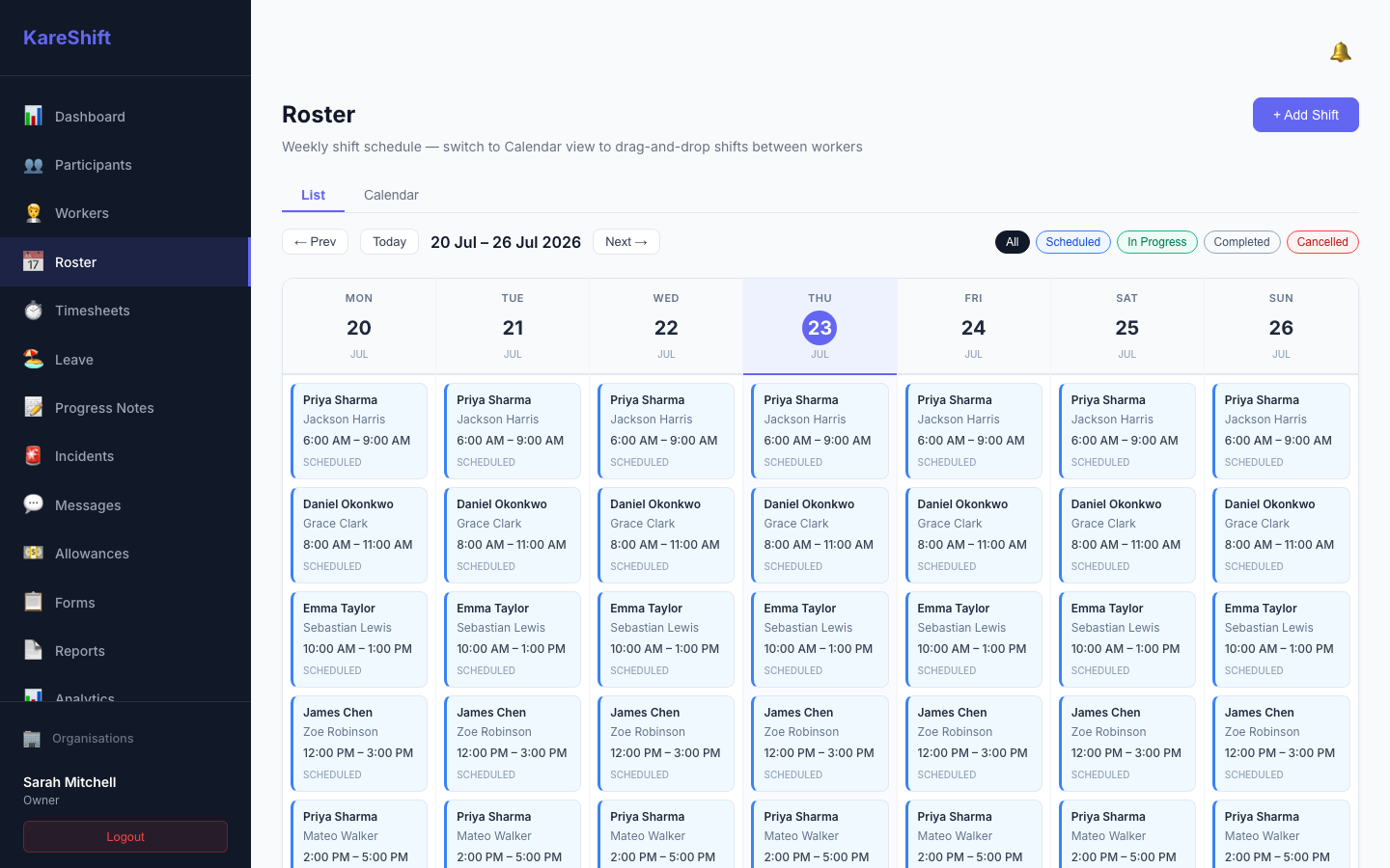 Roster Calendar