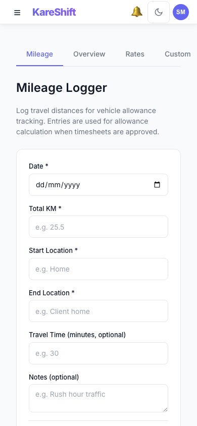 Allowances — Mobile View