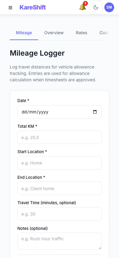 Allowances — Mobile View