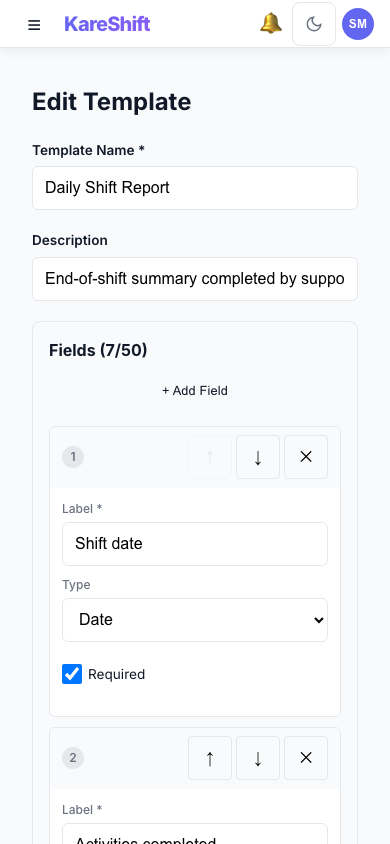 Form Builder — Mobile View