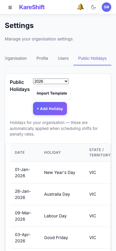 Holiday Exclusion — Mobile View