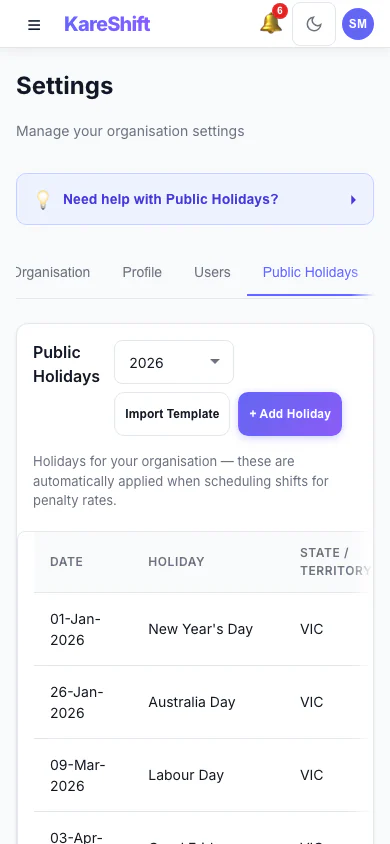 Holiday Exclusion — Mobile View