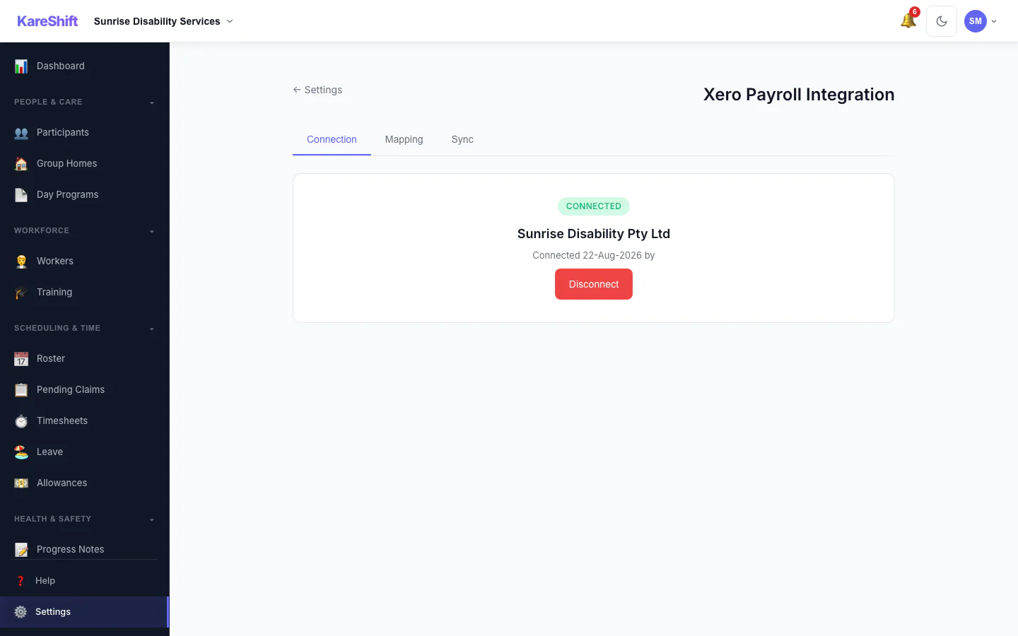 Xero connection — connect your Xero organisation