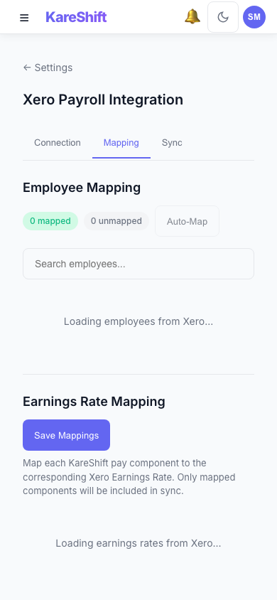 Xero Mapping — Mobile