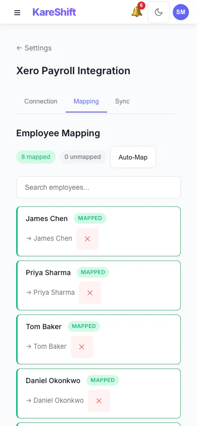Xero Mapping — Mobile