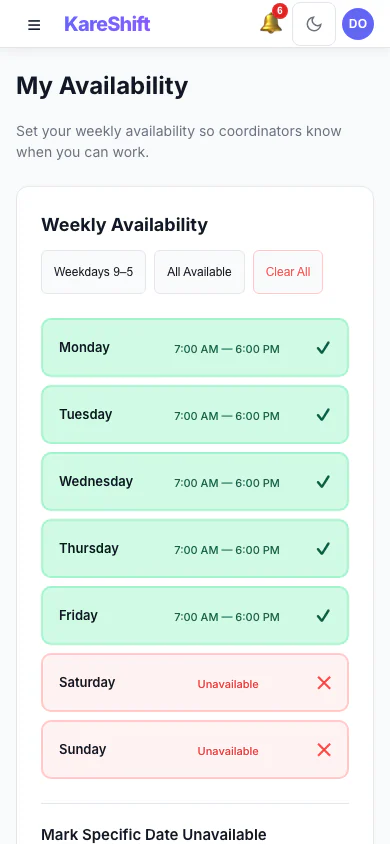 Availability — Mobile