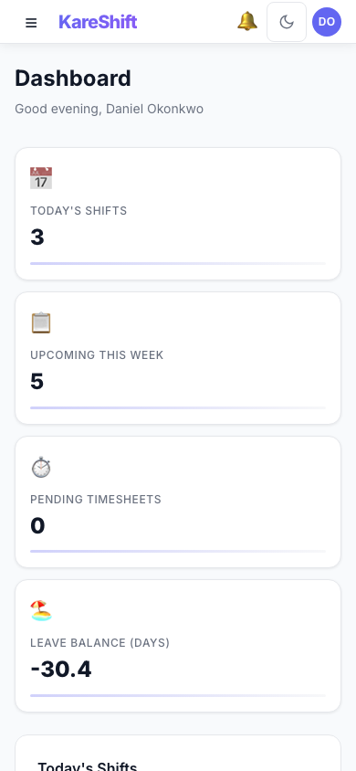 Worker Dashboard — Mobile View