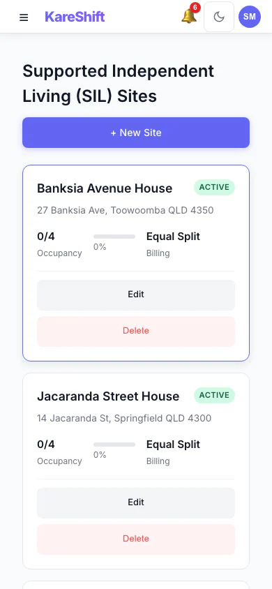 SIL Sites — Mobile View