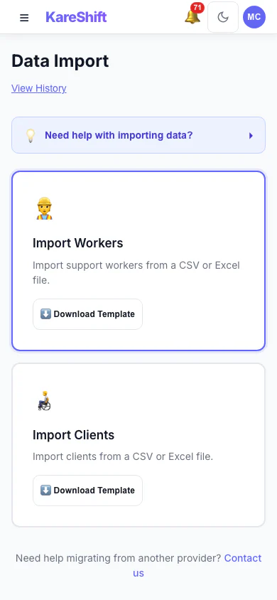 Import — Mobile