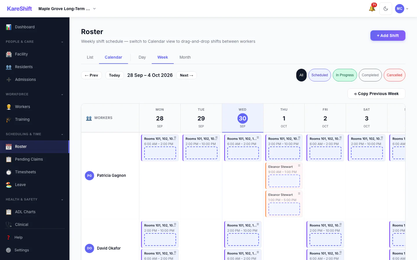 Roster Calendar