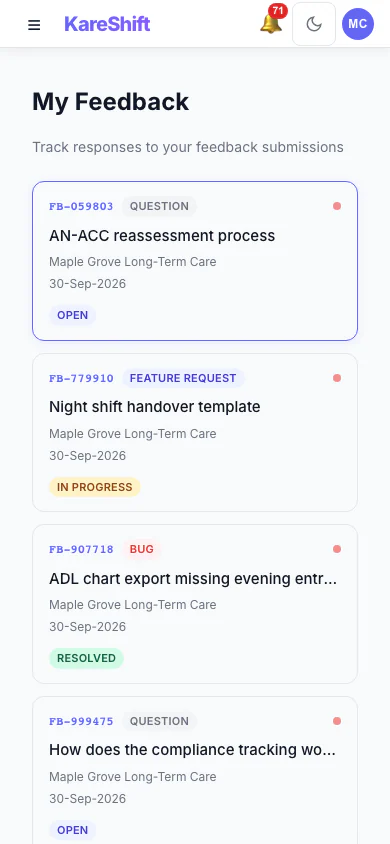 Feedback — Mobile