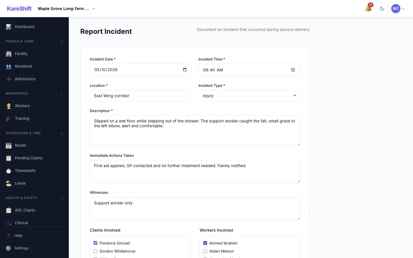 Report an Incident: Record what happened, who was involved and what was done straight away.