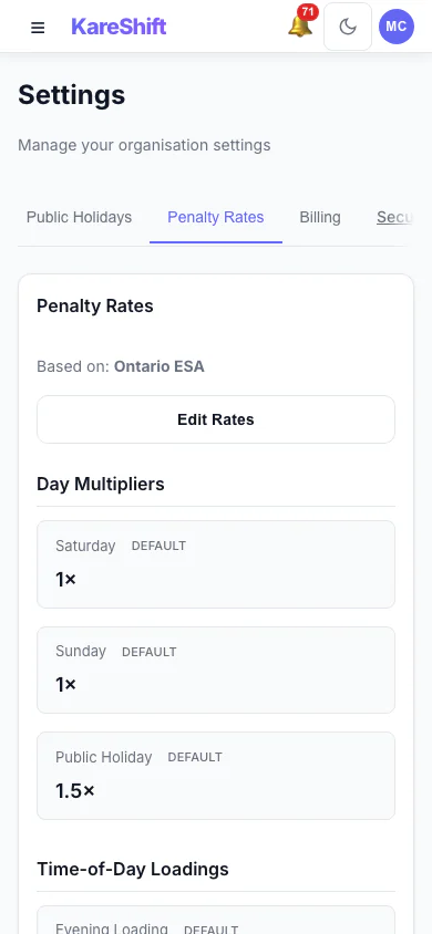 Penalty Rates — Mobile