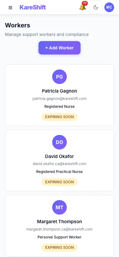 Workers — Mobile