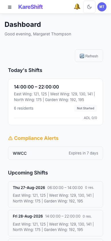 Worker Dashboard — Mobile