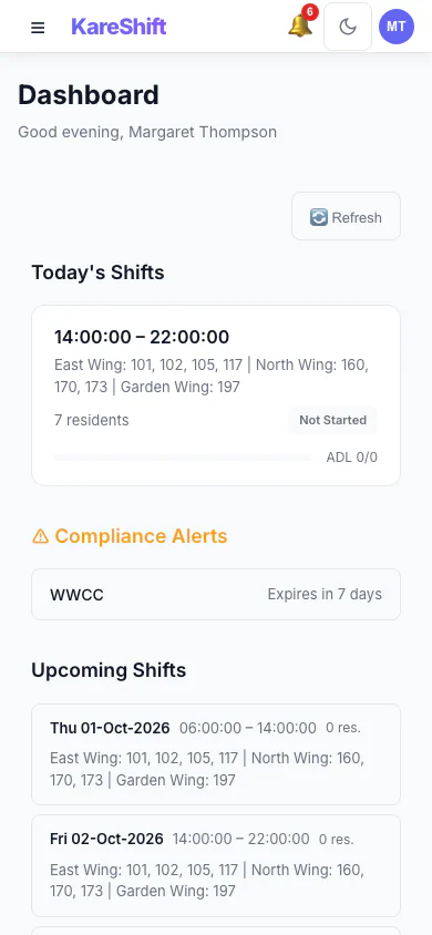 Worker Dashboard — Mobile