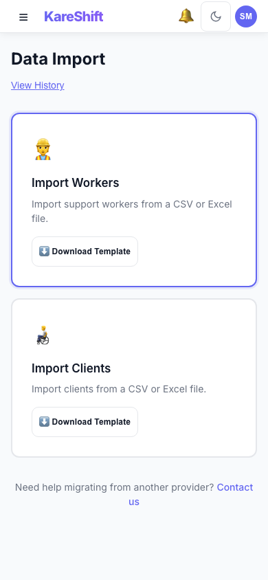 Import — Mobile
