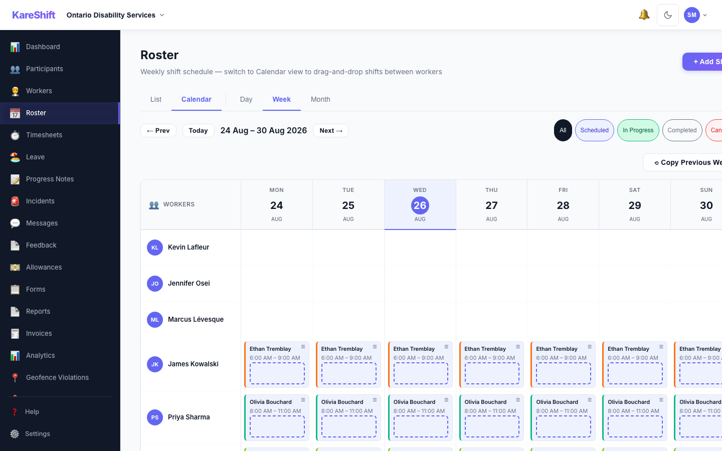 Roster Calendar View