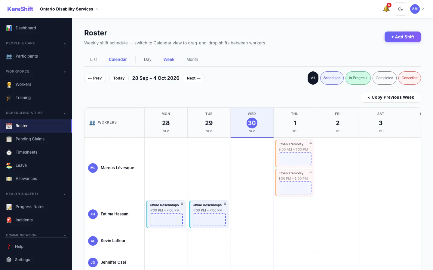Roster Calendar View