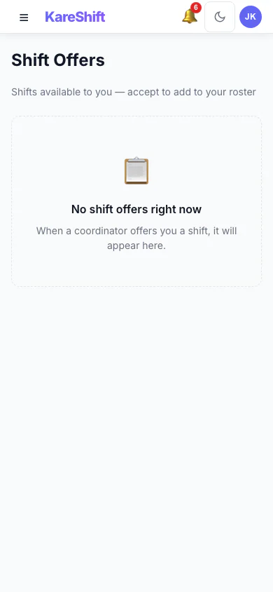 Shift Offers — Mobile