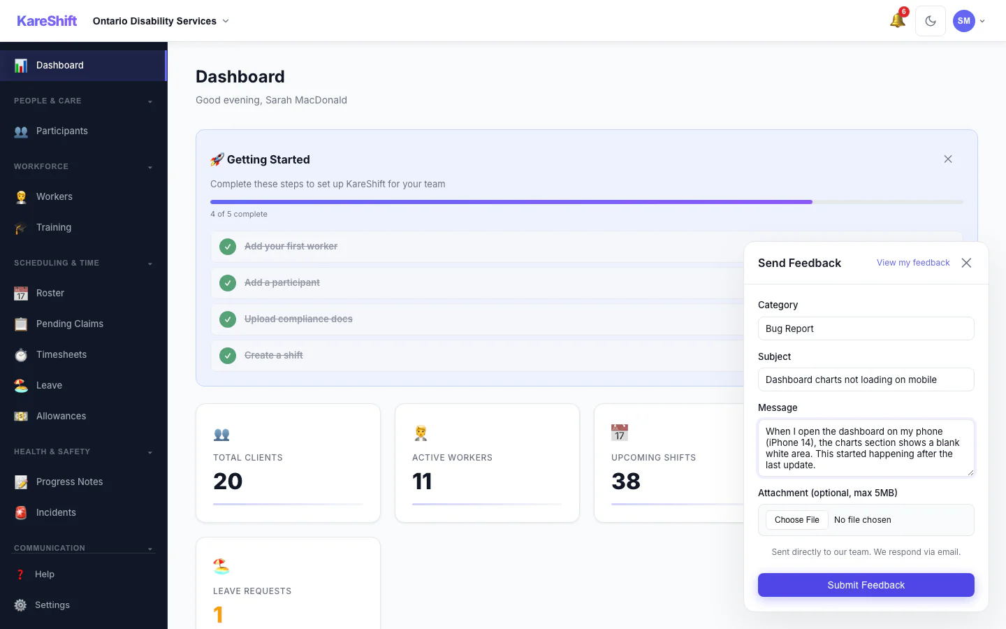 Feedback Widget Filled